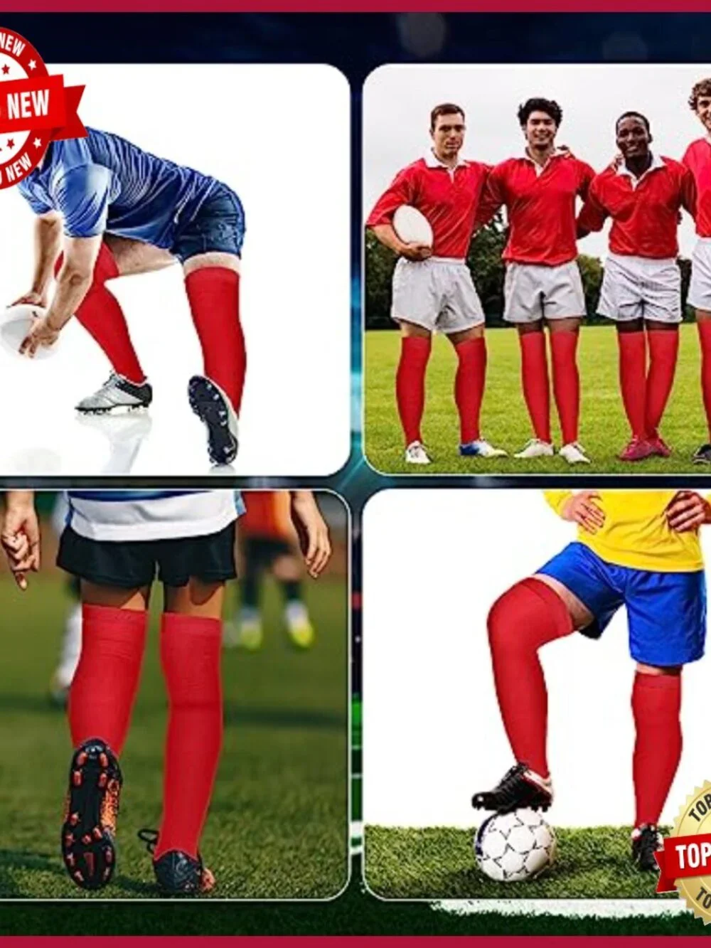 6 Pair Over Knee Athletic Socks for Baseball Softball Sport Tube Socks